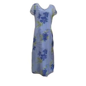 Emma James Maxi Dress Womens 8 Blue Floral Sheer Whimsigoth Fairy Feminine